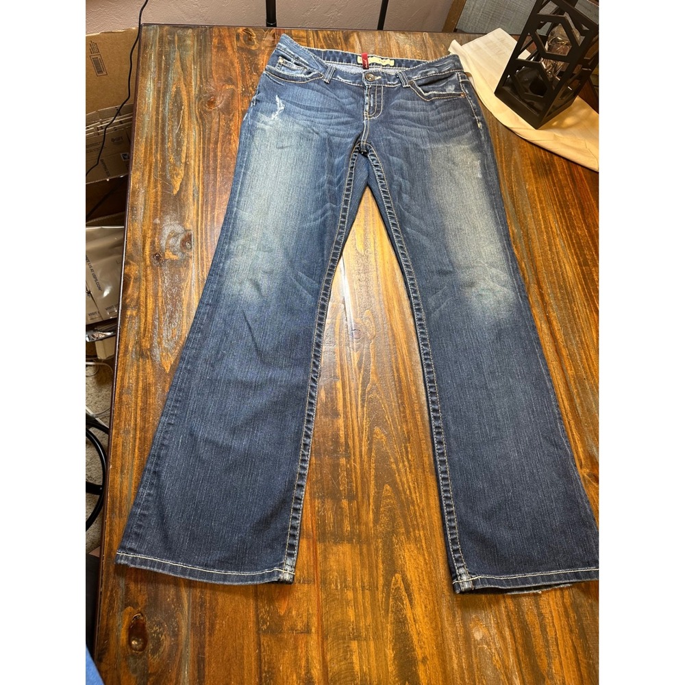 BKE Kate Bootcut Jeans Womens 30 x 31.5 Dark Wash Stretch Distressed Mid Rise